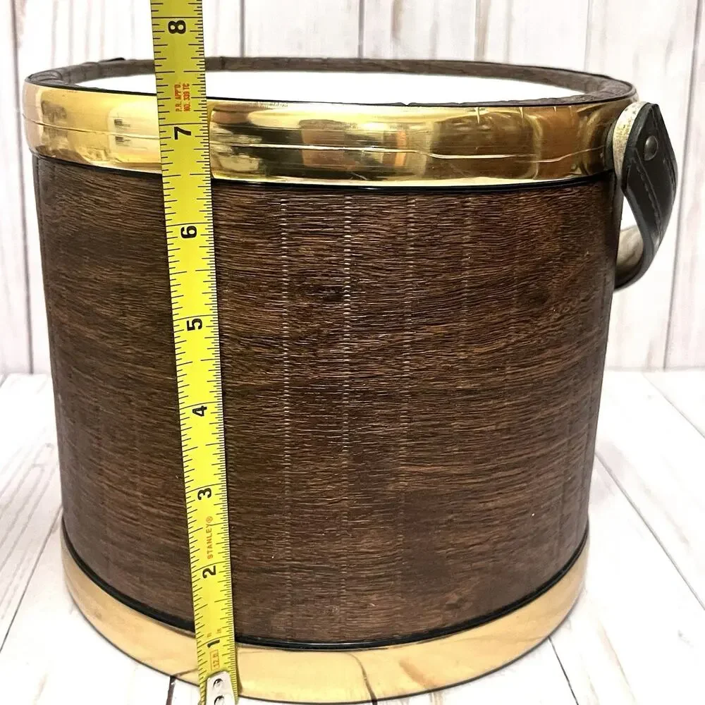 MCM Vintage 70's Kraftware Ice Bucket Brown & Gold Vintage Barware